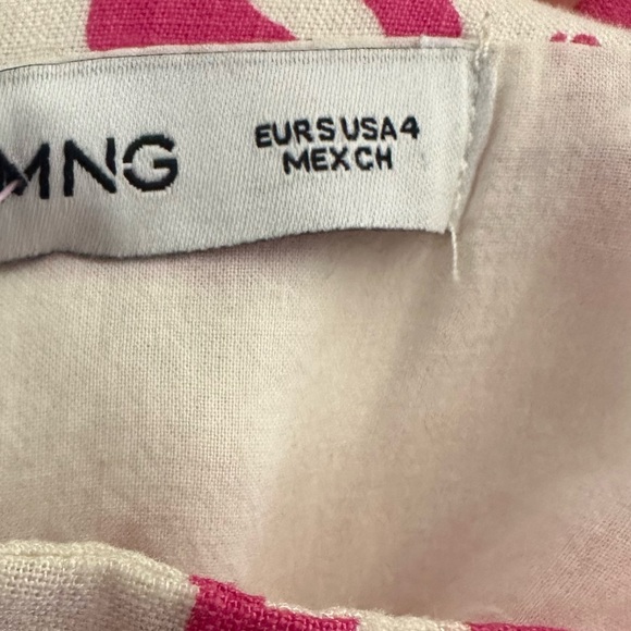 MANGO Floral Cutout Linen Blend Midi Dress Pink - Picture 9 of 9